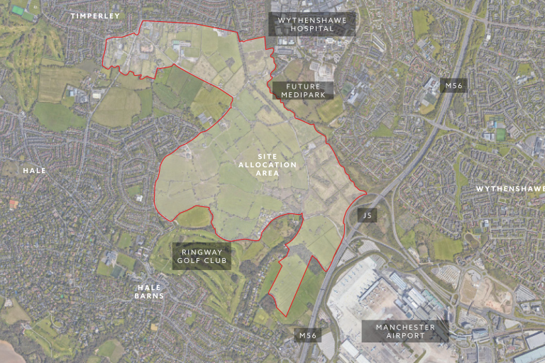 Masterplan of the Davenport Green development site in Trafford