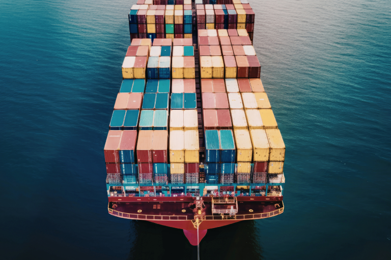Colourful shipping containers on a cargo ship