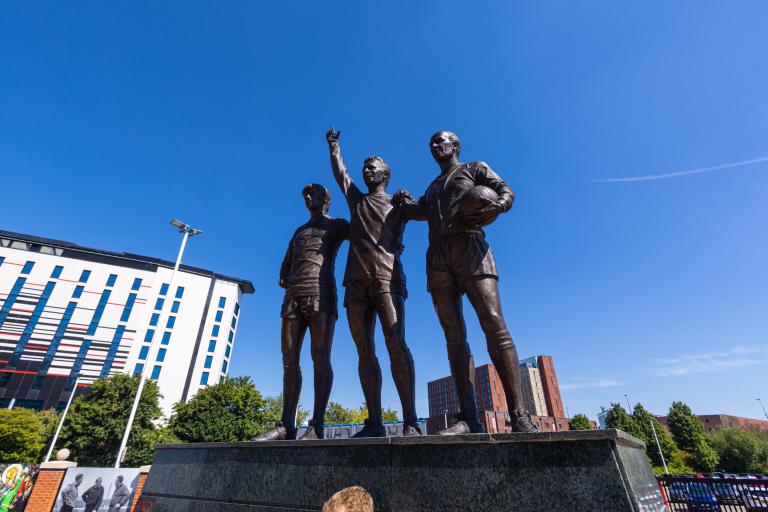 Trinity statue at Manchester United Stadium