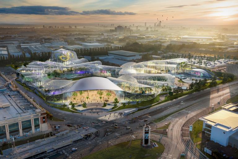 CGI of the outside of Therme Manchester