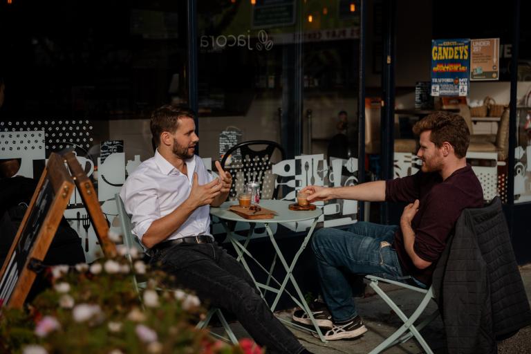 Man sitting in cafe